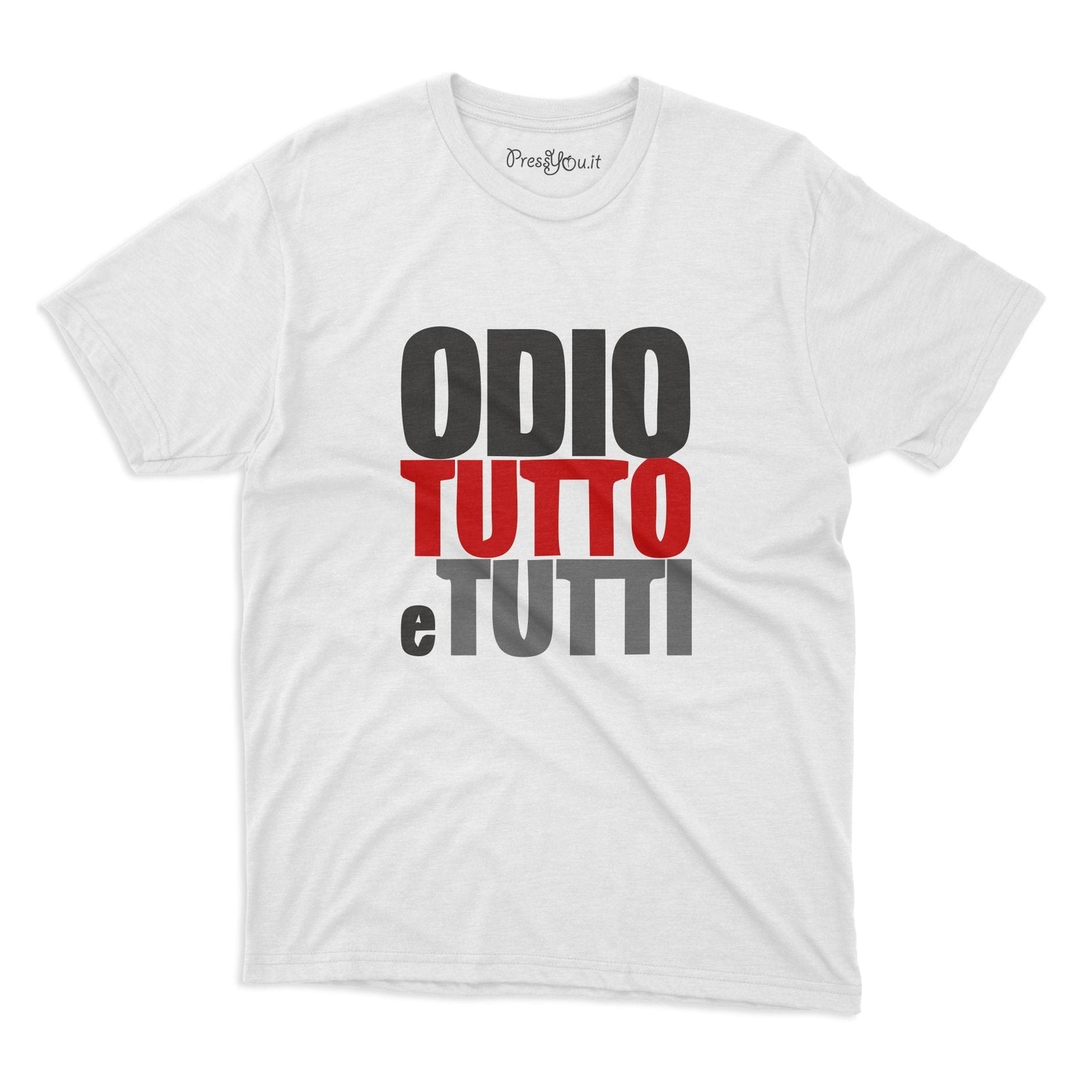 T-Shirt Donna 'I Hate Everyone' - Io Odio Tutti - Linea Vintage Arcobaleno E Nuvole - Cotone Organico 140 Gr/mq - Girocollo Manica Corta
