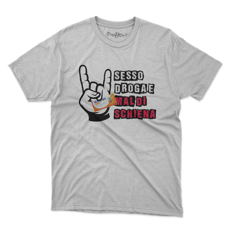 maglietta t-shirt- sesso droga e mal di schiena