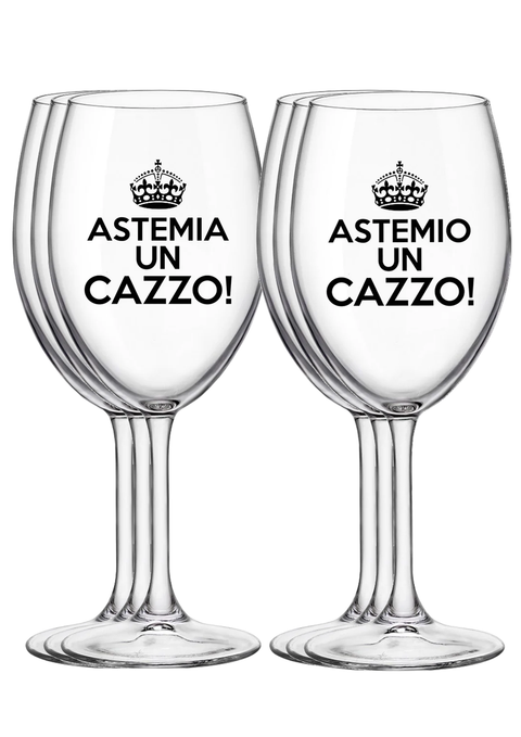 Set di 6 calici - 3 Astemio in cazzo + 3 Astemia un cazzo