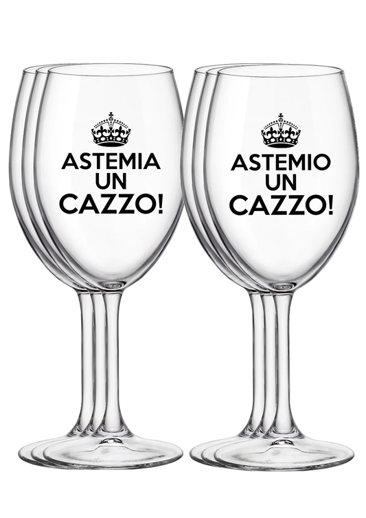 Set di 6 calici - 3 Astemio in cazzo + 3 Astemia un cazzo