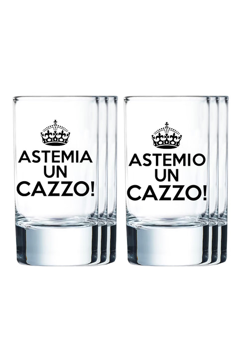 Collezione di 6 bicchieri da shot - 3 Astemia un cazzo / 3 Astemio un cazzo