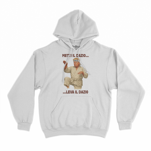 felpa con cappuccio unisex- donald metti il dazio leva il dazio