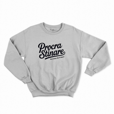 felpa con girocollo unisex- procrastinare life easy do it later