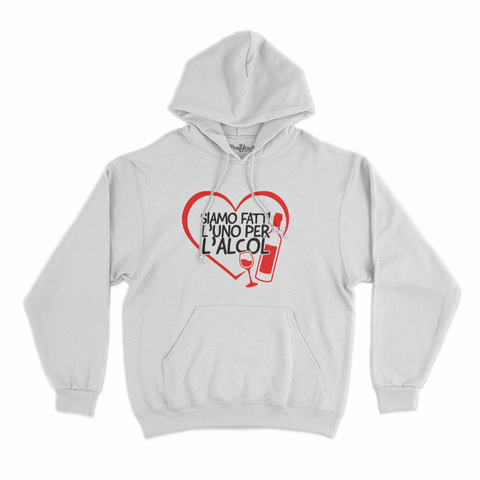 felpa con cappuccio unisex- siamo fatti l uno per l alcol