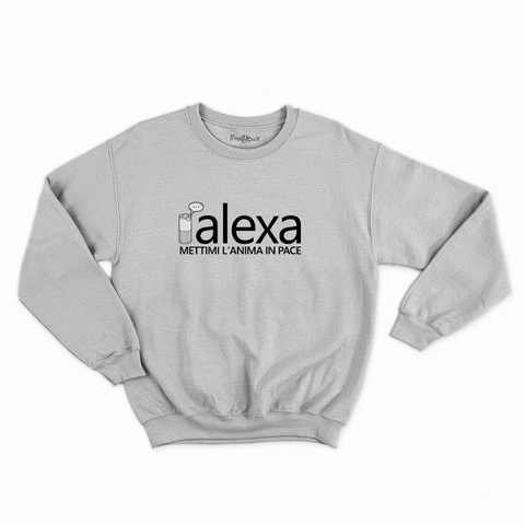 felpa con girocollo unisex- alexa mettimi l'anima in pace nero