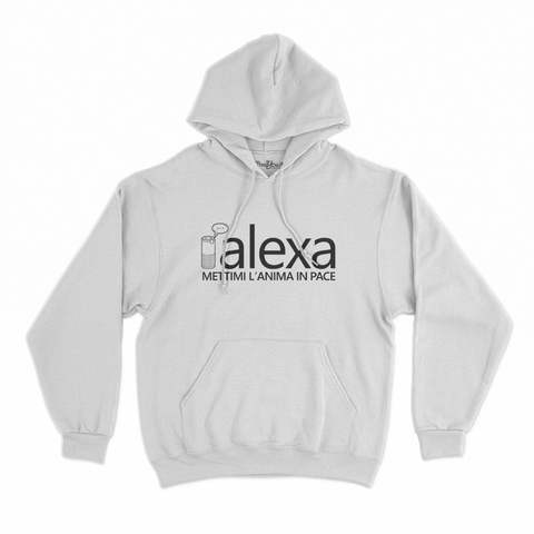 felpa con cappuccio unisex- alexa mettimi l'anima in pace nero