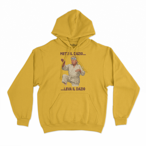 felpa con cappuccio unisex- donald metti il dazio leva il dazio