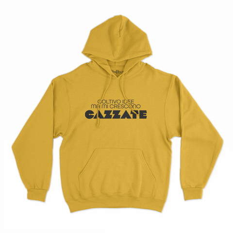 felpa con cappuccio unisex- coltivo idee ma mi crescono cazzate