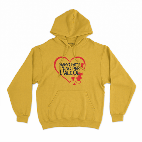 felpa con cappuccio unisex- siamo fatti l uno per l alcol