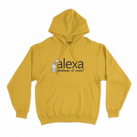 felpa con cappuccio unisex- alexa portami il vino