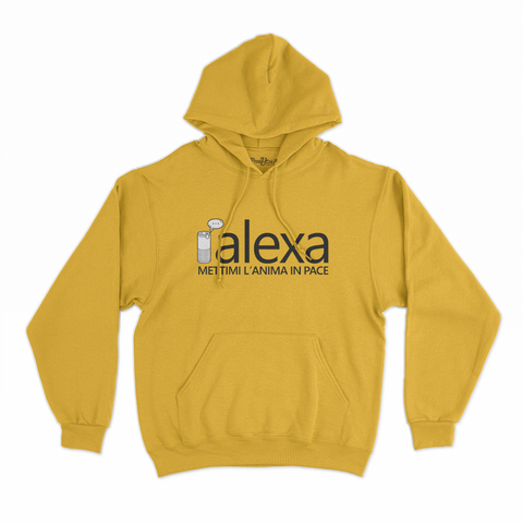 felpa con cappuccio unisex- alexa mettimi l'anima in pace nero