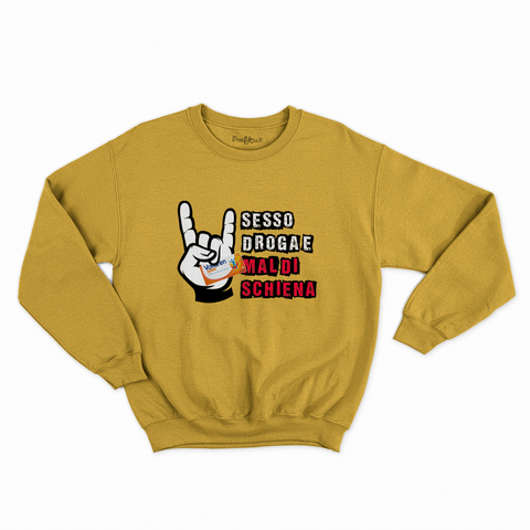 felpa con girocollo unisex- sesso droga e mal di schiena