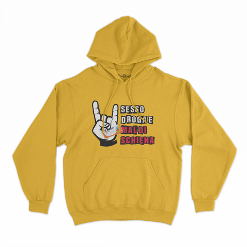 felpa con cappuccio unisex- sesso droga e mal di schiena