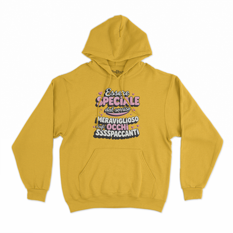 felpa con cappuccio unisex- essere speciale dal sorriso meraviglioso dagli occhi ssspaccanti