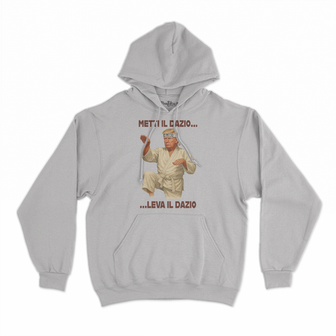 felpa con cappuccio unisex- donald metti il dazio leva il dazio