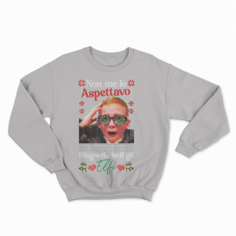 felpa con girocollo unisex- ringrazio tutti gli elfi natale