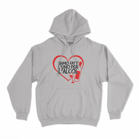 felpa con cappuccio unisex- siamo fatti l uno per l alcol