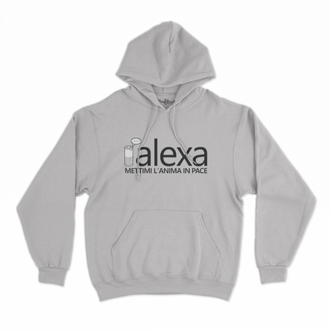 felpa con cappuccio unisex- alexa mettimi l'anima in pace nero