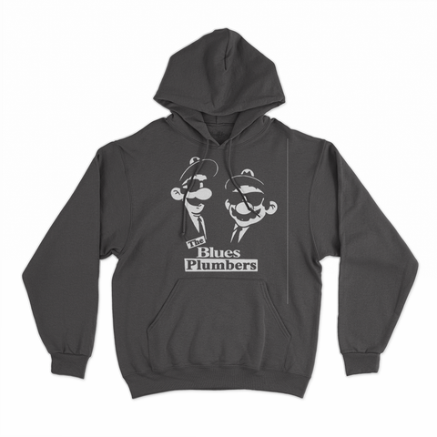 felpa con cappuccio unisex- the blues plumbers gli idraulici blues bianco