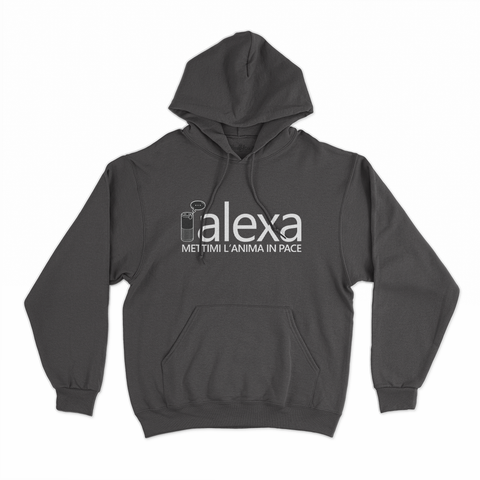 felpa con cappuccio unisex- alexa mettimi l'anima in pace nero