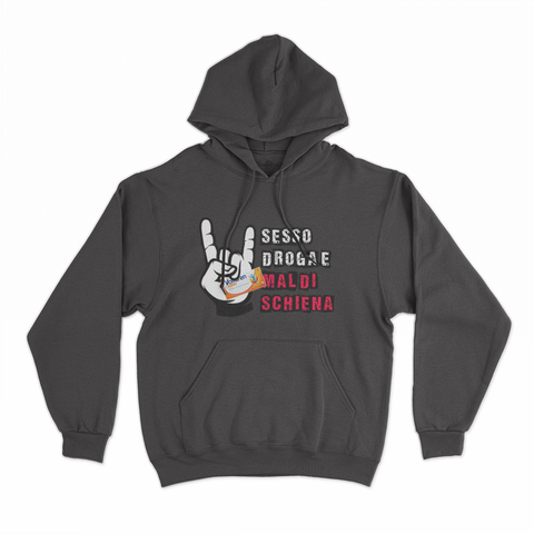felpa con cappuccio unisex- sesso droga e mal di schiena