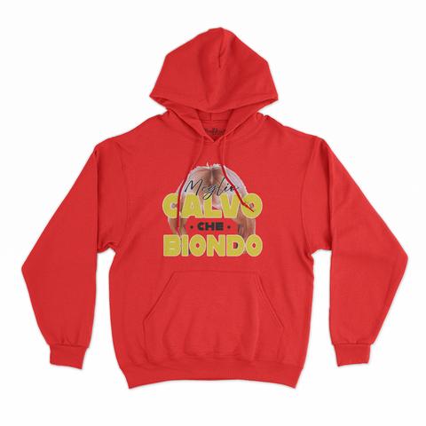 felpa con cappuccio unisex- meglio calvo che biondo
