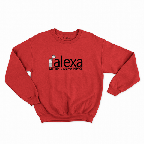 felpa con girocollo unisex- alexa mettimi l'anima in pace nero