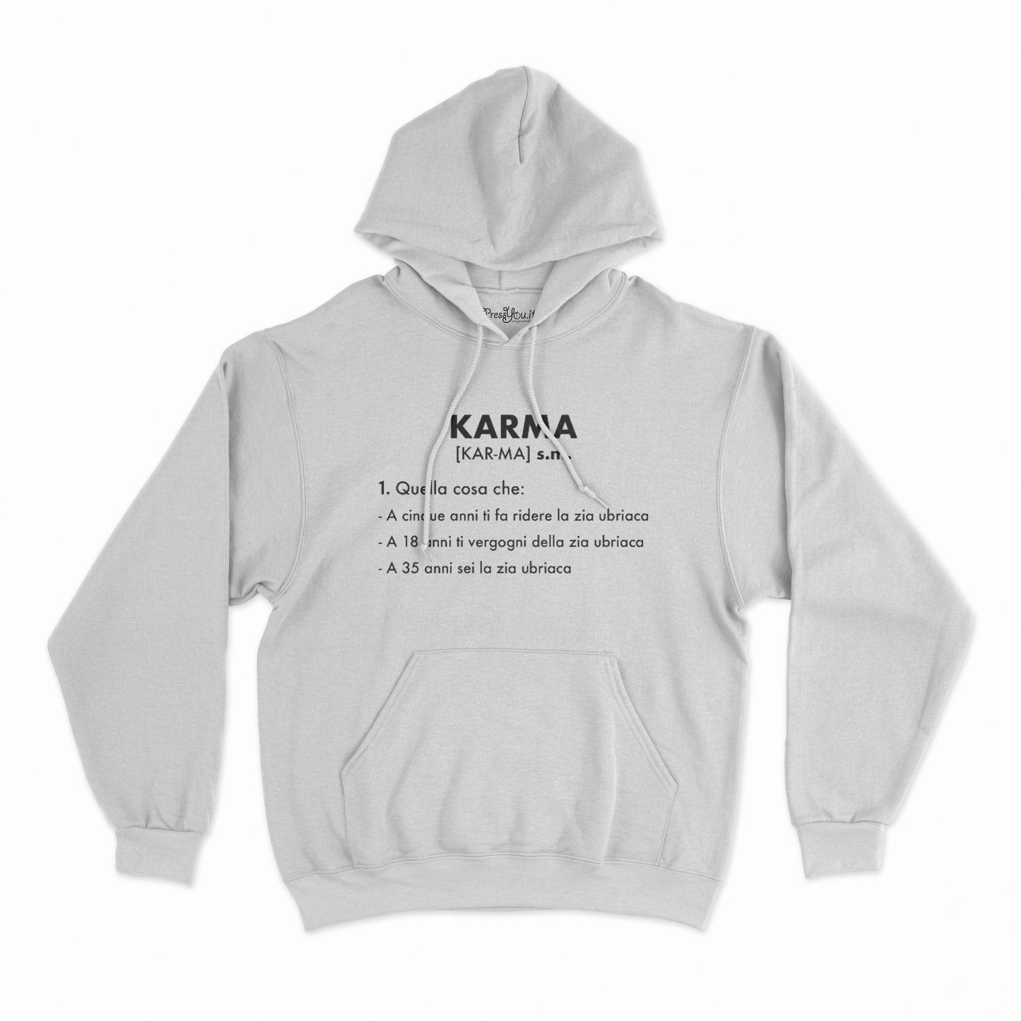 felpa con cappuccio unisex- karma dizionario