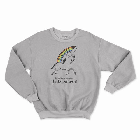 felpa girocollo unisex- fuck u nicorn