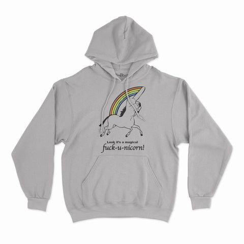 felpa con cappuccio unisex- fuck u nicorn