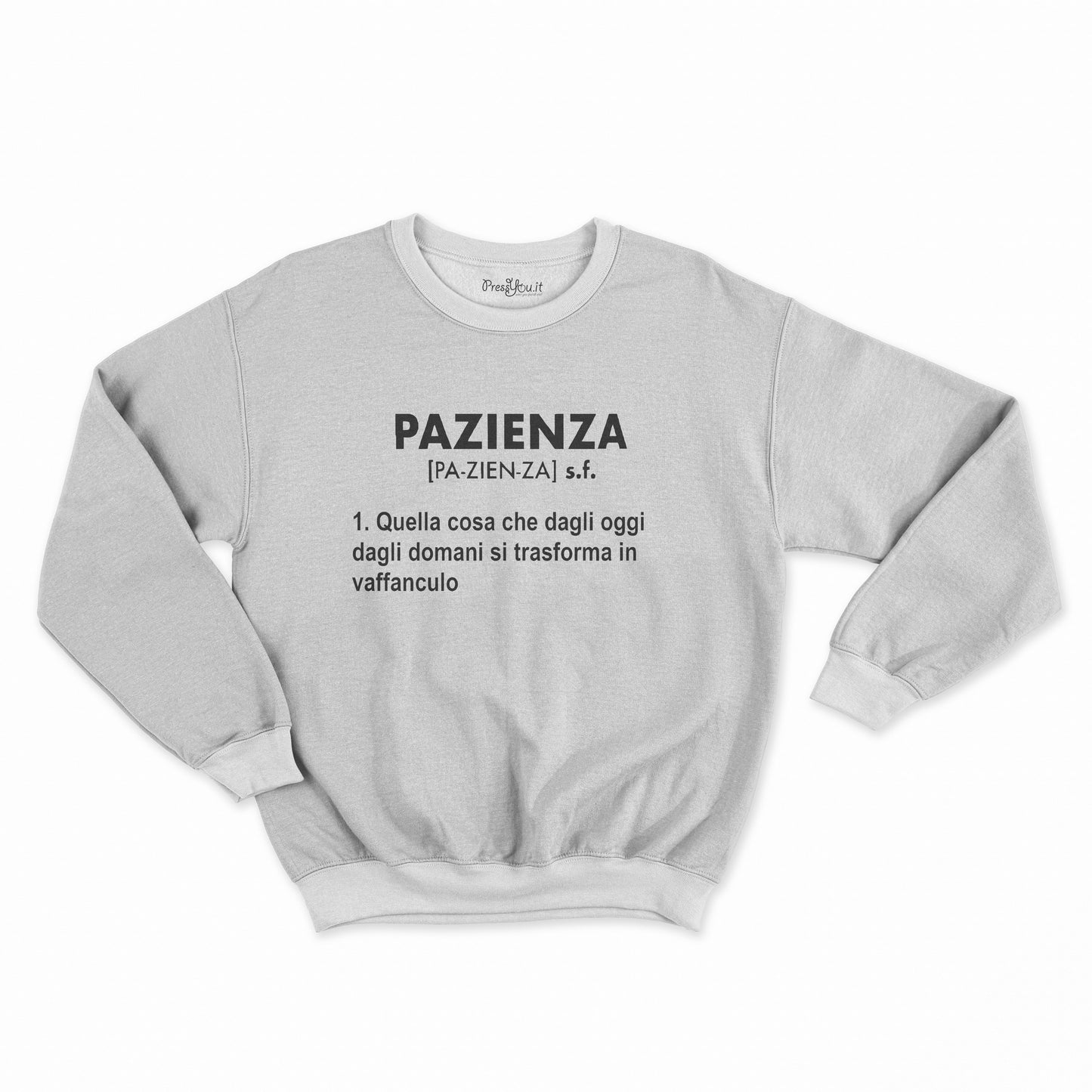 felpa girocollo unisex- pazienza dizionario