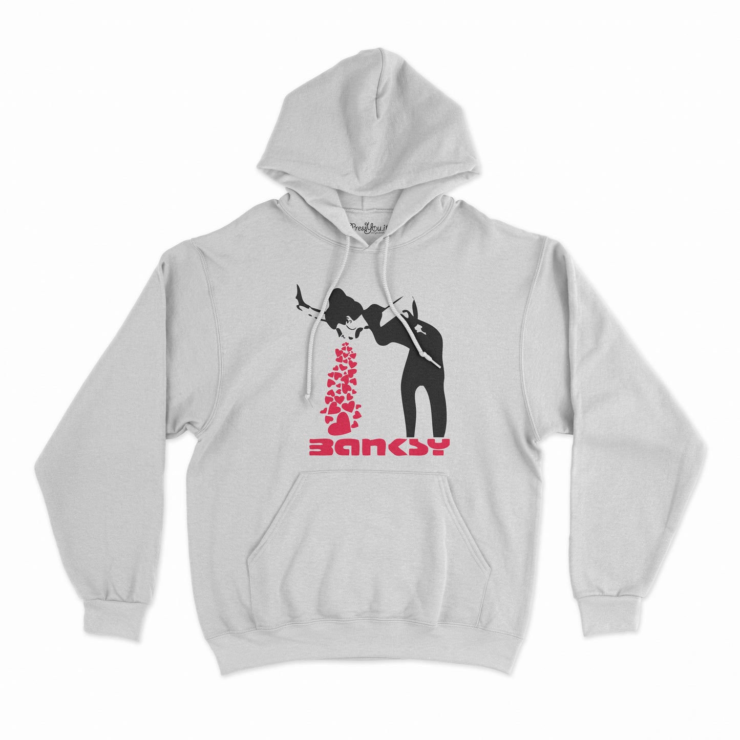 felpa con cappuccio unisex-banksy vomita cuori