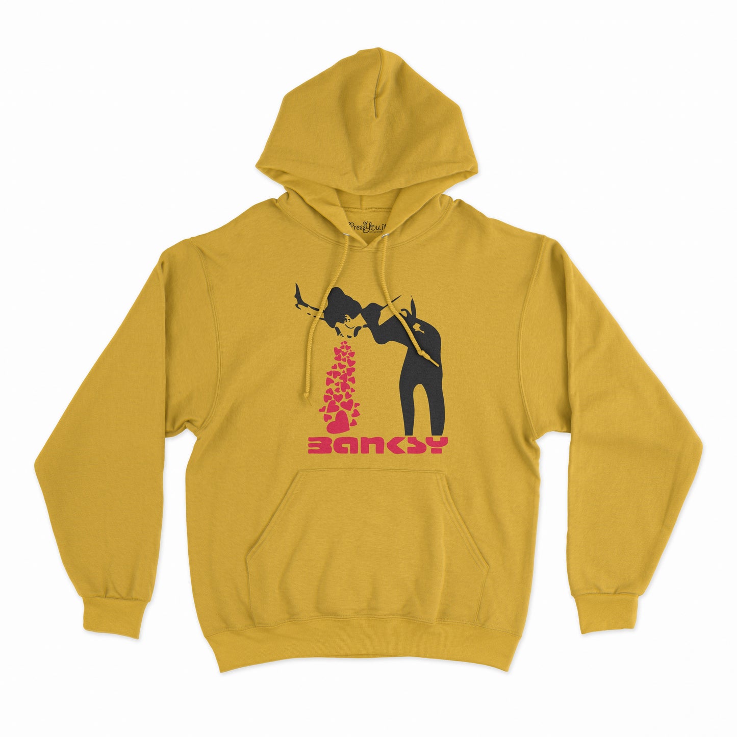 felpa con cappuccio unisex-banksy vomita cuori