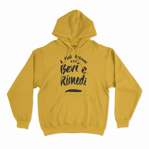 felpa con cappuccio unisex- a mali estremi bevi e rimedi