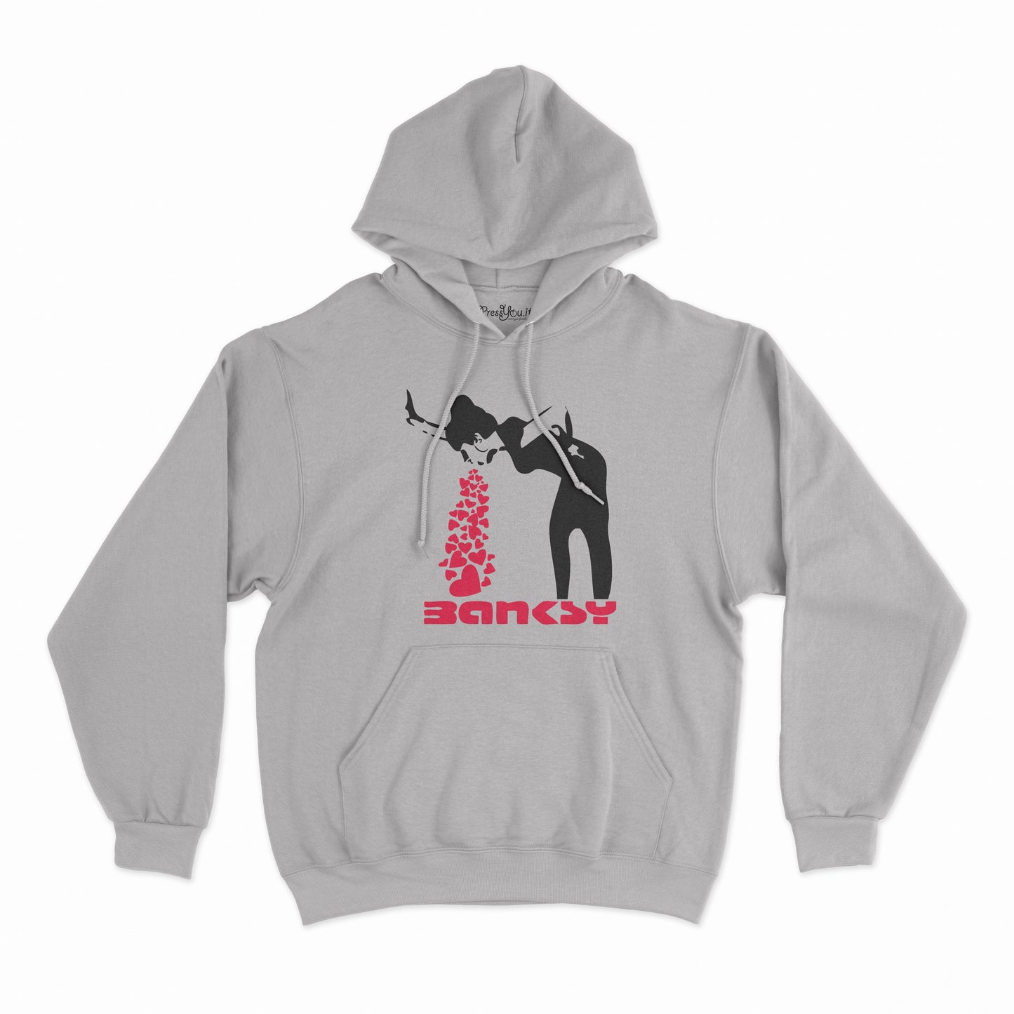 felpa con cappuccio unisex-banksy vomita cuori