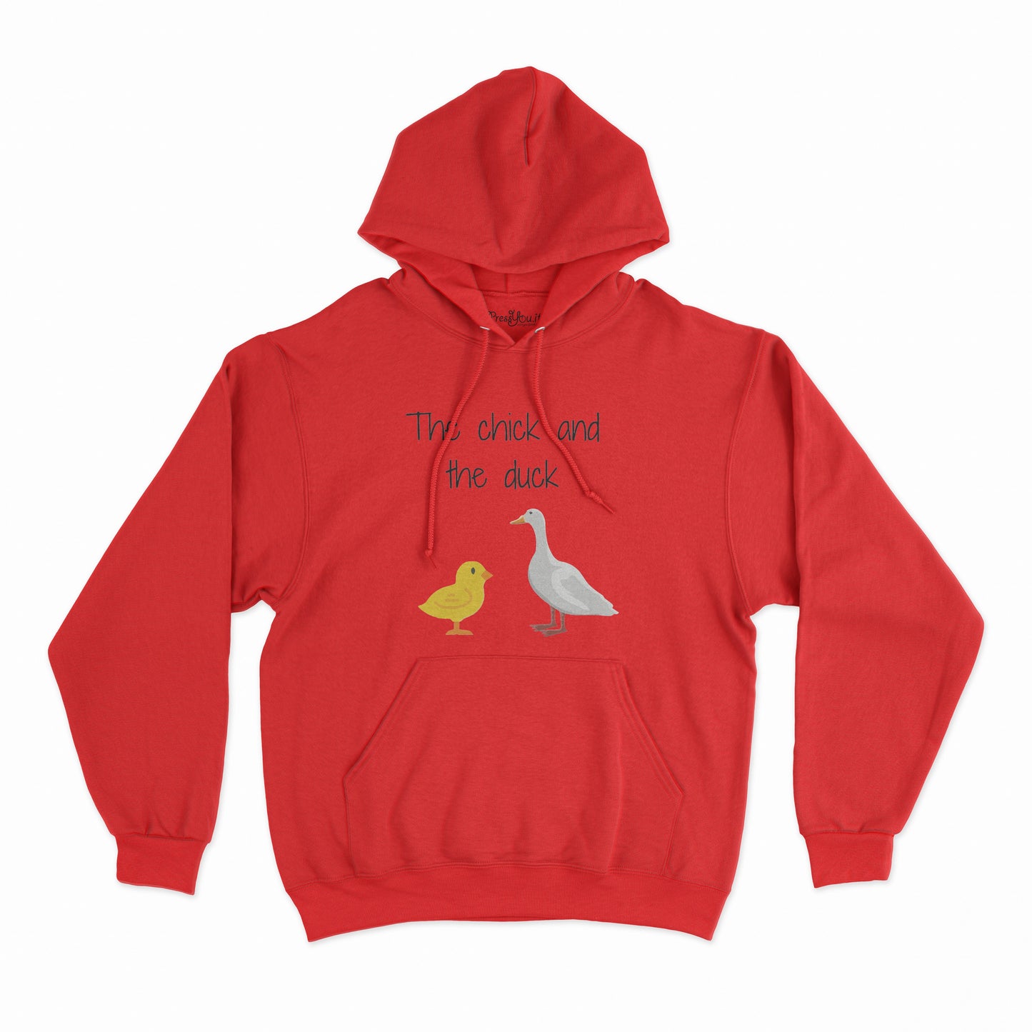 felpa con cappuccio unisex- chick duck papera pulcino