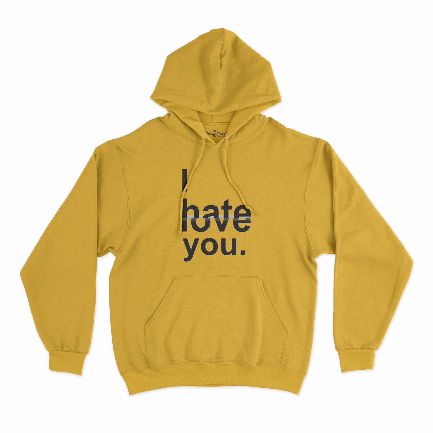 felpa con cappuccio unisex- i hate love you san valentino