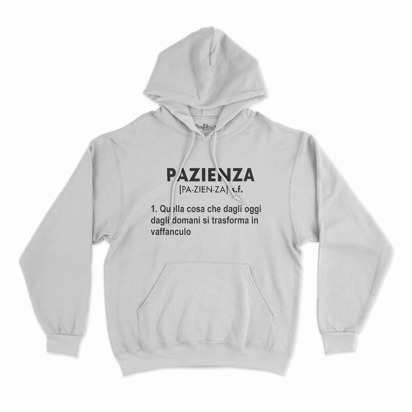 felpa con cappuccio unisex- pazienza dizionario