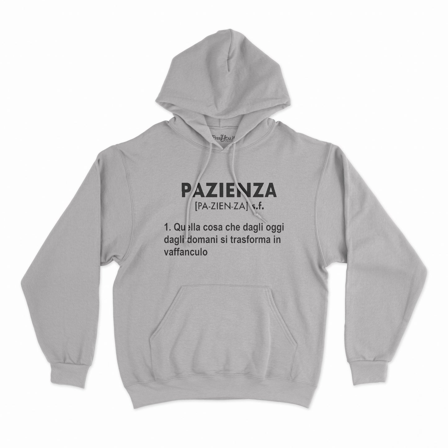 felpa con cappuccio unisex- pazienza dizionario