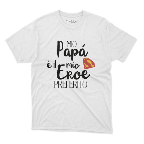 maglietta t-shirt- mio papa e il mio eroe preferito festa del papà