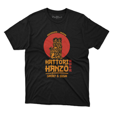 maglietta t-shirt- hanzo sword & sushi nero