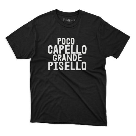 maglietta t-shirt- scritta poco capello grande pisello