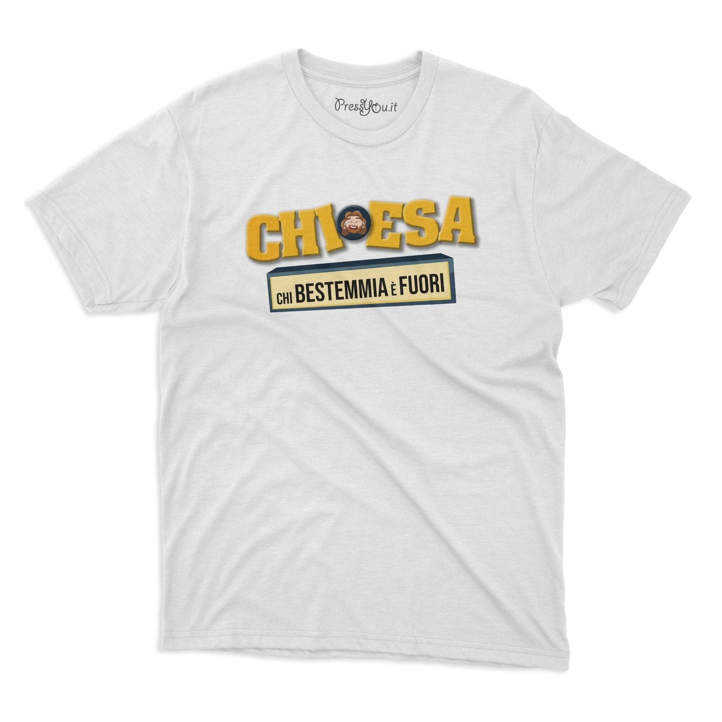 maglietta t-shirt- chiesa chi bestemmia e fuori