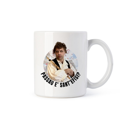 Tazza Ufficiale Comune di Scraffingiu - Suonatore di Launeddas di Sant'Efisio, passau è Sant'Efisi !? - Approvato dal Sindaco di Scraffingiu