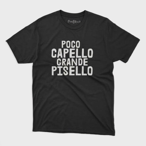 maglietta t-shirt- scritta poco capello grande pisello