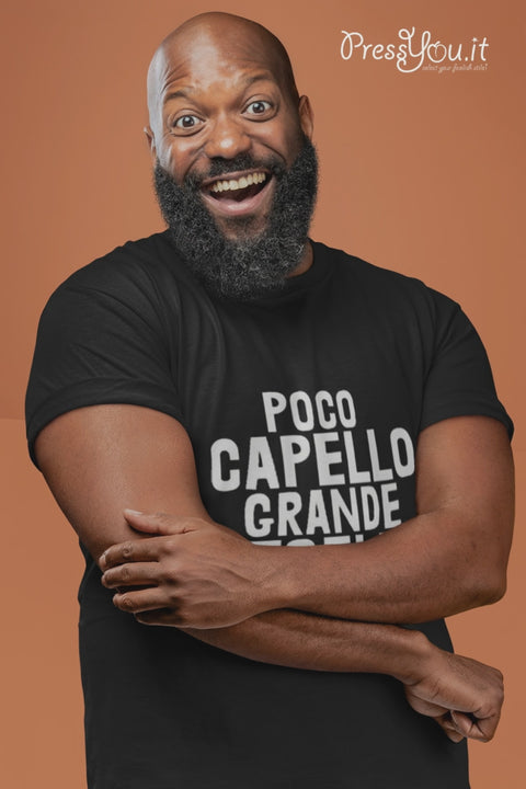 Maglietta ironica "scritta poco capello grande pisello" – Idea regalo divertente