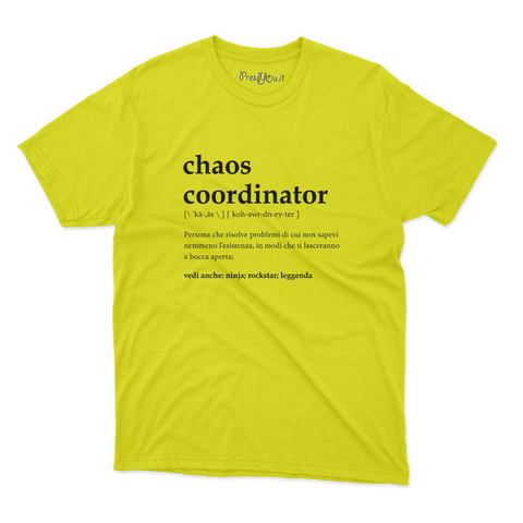 maglietta t-shirt- chaos coordinator dizionario