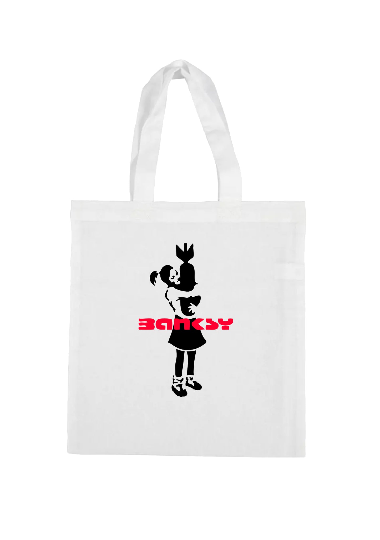 shopping bag- banksy girl with bomb