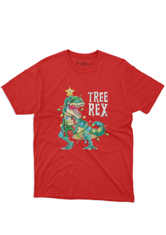 tree rex dinosaurs christmas t-shirt