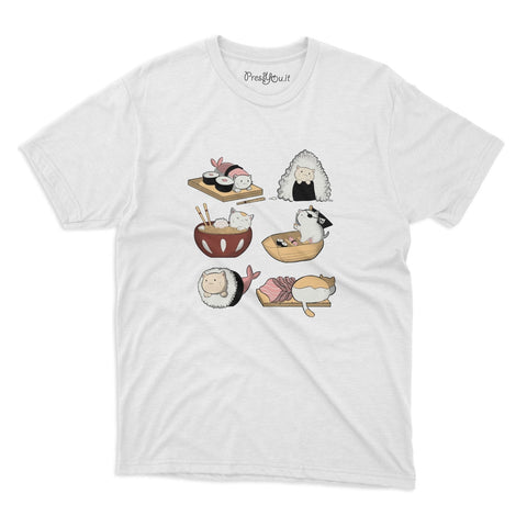 maglietta t-shirt- gatti sushi